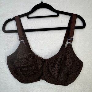 Bali 38DD Brown Lace Underwire Bra Unlined Full Coverage Support